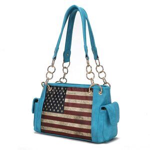 5710 USA Shoulder Bags , Vegan Leather American Flag Handbag Purse